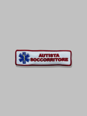 Patch ricamata "autista soccorritore con croce"