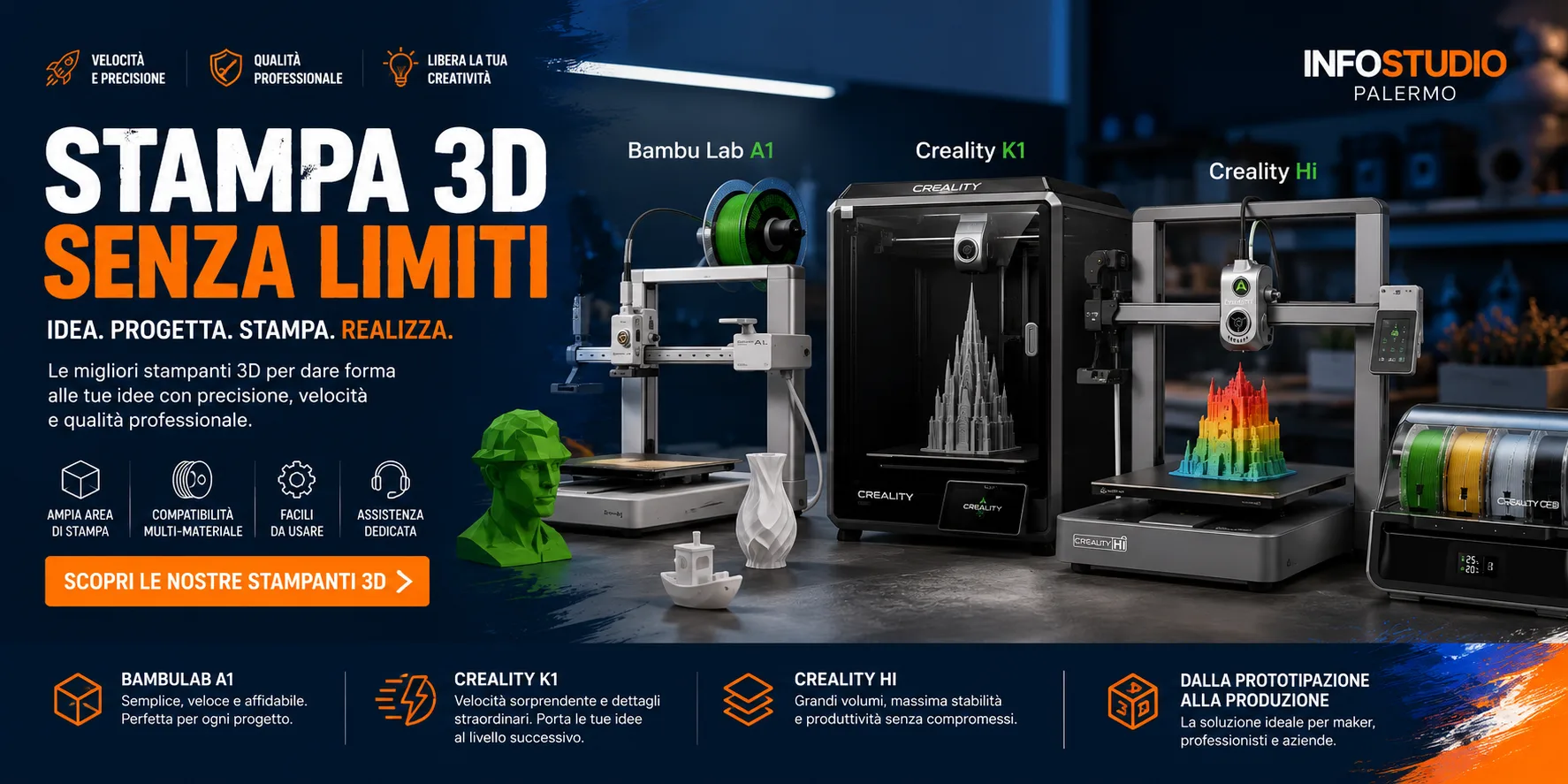 Stampa 3D personalizzata a Palermo: action figure, lampade, oggetti su misura — Infostudio Palermo