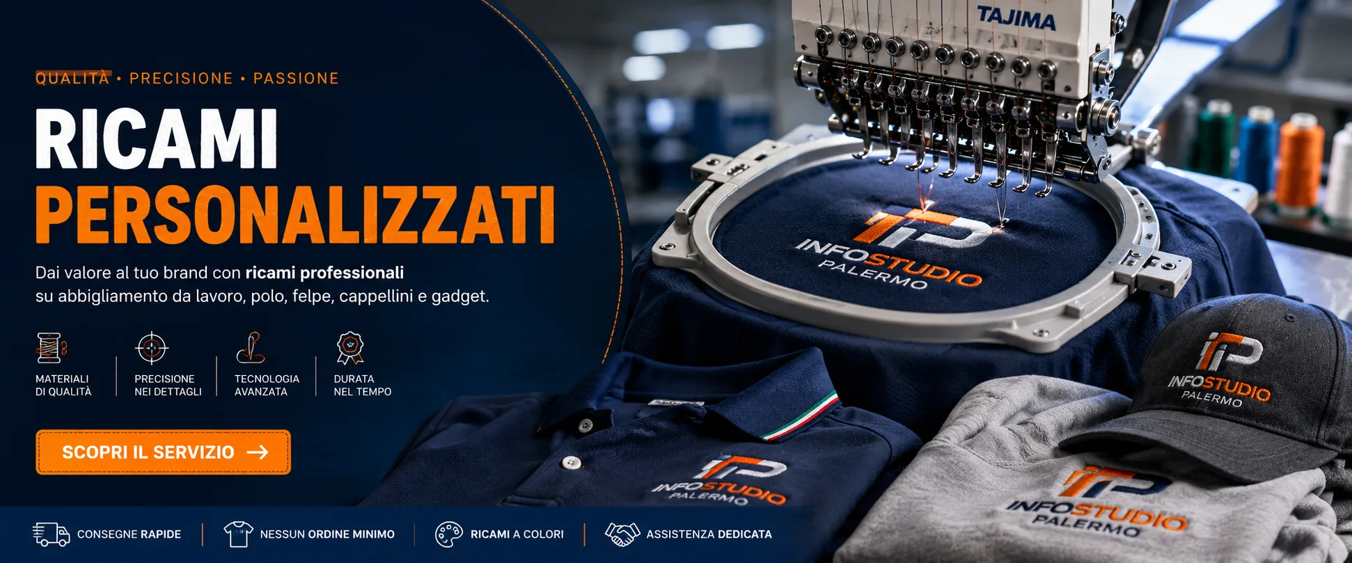 Ricamo personalizzato su abbigliamento e patch ricamate — Infostudio Palermo